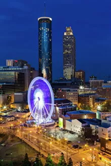 Images Dated 1st April 2014: City skyline, elevated view over Downtown and the Centennial Olympic Park in Atlanta, Georgia