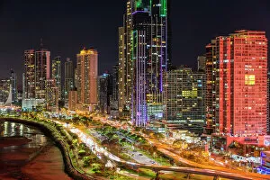 Panama Gallery: City skyline at night, Panama City, Panama, Central America