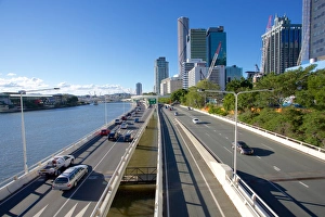 City Skyline and Pacific Motorway from Victoria Bridge, Brisbane, Queensland, Australia City Skyline and Pacific Motorway from Victoria Bridge, Brisbane, Queensland, Australia