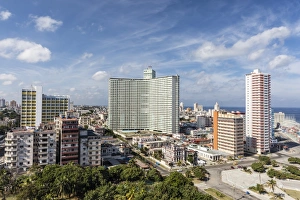 Cityscape view looking west of the town of Vedado, taken from the roof of the Hotel Cityscape view looking west of the town of Vedado, taken from the roof of the Hotel
