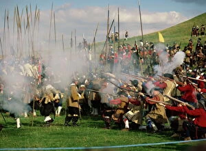 Civil War Collection: Civil War re-enactment by the Sealed Knot, near site of Edgehill, Warwickshire