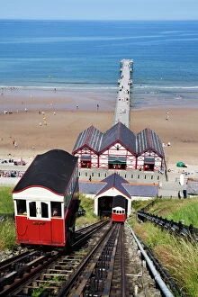 British Culture Gallery: Cliff Tramway and the Pier at Saltburn by the Sea, Redcar and Cleveland, North Yorkshire