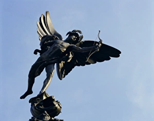 Close-up of the statue of Eros on the Shaftesbury Memorial, Piccadilly Circus Close-up of the statue of Eros on the Shaftesbury Memorial, Piccadilly Circus