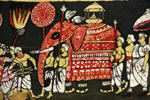 Festivals Gallery: Cloth print depicting the sacred Buddha tooth relic in the Perahera in Kandy