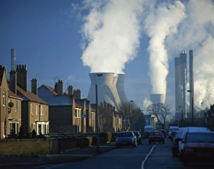 Coal fired power station viewed from residential area, Yorkshire, England Coal fired power station viewed from residential area, Yorkshire, England