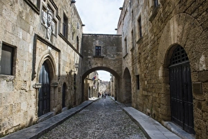 The cobblestoned Street of the Knights, the Medieval Old Town, UNESCO World Heritage Site The cobblestoned Street of the Knights, the Medieval Old Town, UNESCO World Heritage Site