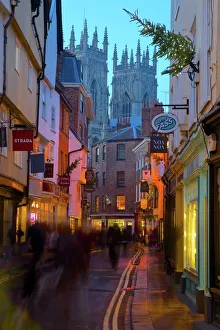 Prints of Colliergate and York Minster at Christmas, York, Yorkshire, England, United Kingdom, Europe York Prints: York Minster at Christmas Print, Colliergate Scene