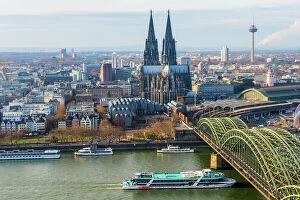 Cologne Cathedral and Hohenzollern Bridge, Cologne (Koln), North Rhine Westphalia, Germany, Europe