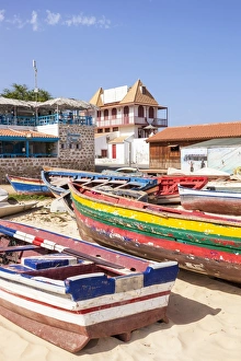 Colourful traditional local fishing boats on the beach at Santa Maria Colourful traditional local fishing boats on the beach at Santa Maria