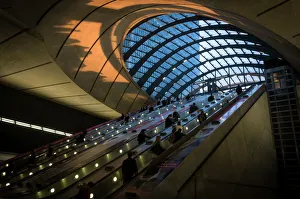 Commuters at Canary Wharf underground station taken as the sun was setting, Docklands Commuters at Canary Wharf underground station taken as the sun was setting, Docklands