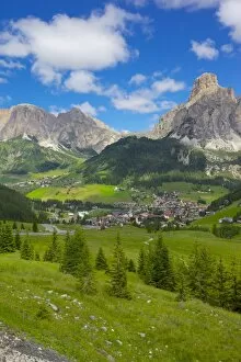 Images Dated 16th July 2012: Corvara and Sass Songher Mountain, Badia Valley, Bolzano Province, Trentino-Alto Adige / South Tyrol