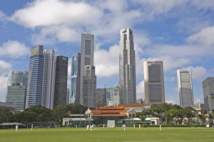 Cricket on the Padang, Singapore, Southeast Asia, Asia Cricket on the Padang, Singapore, Southeast Asia, Asia