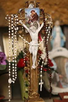 Crucifix with prayer beads, Notre-Dame de la Gorge, Haute Savoie, France, Europe Crucifix with prayer beads, Notre-Dame de la Gorge, Haute Savoie, France, Europe
