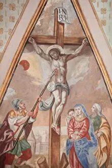 Cordon Gallery: The Crucifixion, Our Lady of Assumption church, Cordon, Haute-Savoie, France, Europe