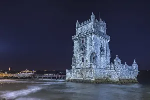 Cruise ship behind Torre de Belem (Belem Tower) (Tower of St Cruise ship behind Torre de Belem (Belem Tower) (Tower of St