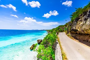 Crystal clear blue ocean side driving along the road on Bonaire, Netherlands Antilles Crystal clear blue ocean side driving along the road on Bonaire, Netherlands Antilles