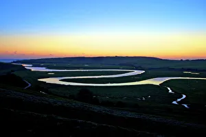 Cuckmere Haven at sunset, South Downs National Park, East Sussex, England, United Kingdom Cuckmere Haven at sunset, South Downs National Park, East Sussex, England, United Kingdom