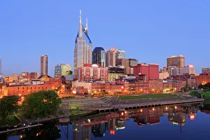 Prints of Cumberland River and Nashville skyline, Tennessee, United States of America, North America Cumberland Prints: Cumberland River and Nashville Skyline Print, Tennessee