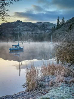 Wintry Collection: Dawn light over Glenridding on Ullswater, Lake District National Park, UNESCO World