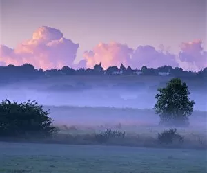 Frost Gallery: Dawn mist, Ewhurst Green, East Sussex, England, United Kingdom, Europe