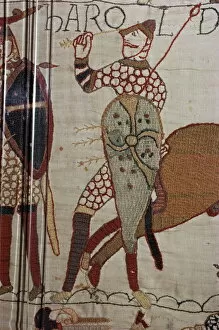Embroidery Gallery: Death of King Harold, Bayeux Tapestry, 69, Normandy, France, Europe