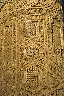 Detail of decoration on the 12th century Minaret of Jam at dawn Detail of decoration on the 12th century Minaret of Jam at dawn