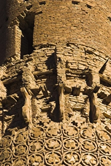 Detail of decoration on minaret and first ruined balcony, 12th century Minaret of Jam Detail of decoration on minaret and first ruined balcony, 12th century Minaret of Jam