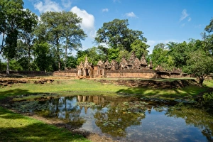 A deserted temple reflected in a lake in Siem Reap, Cambodia, Indochina, Southeast Asia A deserted temple reflected in a lake in Siem Reap, Cambodia, Indochina, Southeast Asia