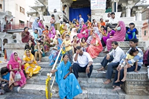 Festivals Gallery: Devotees waiting to do puja at Diwali, Jagdish temple, Udaipur, Rajasthan, India, Asia