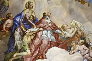 Dome fresco by Johann Michael Rottmayr depicting the Intercession of Charles Borromeo Dome fresco by Johann Michael Rottmayr depicting the Intercession of Charles Borromeo