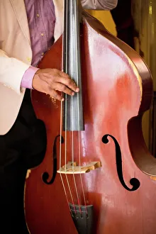 Detail of double bass being played by a local musician in Bar El Floridita, Havana, Cuba, West Indies, Central America Detail of double bass being played by a local musician in Bar El Floridita, Havana, Cuba, West Indies, Central America