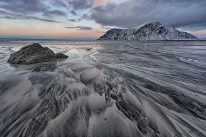 Drawings and shapes on the sand, Skagsanden beach, Lofoten Islands, Norway, Scandinavia Drawings and shapes on the sand, Skagsanden beach, Lofoten Islands, Norway, Scandinavia