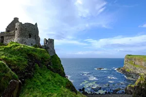 Dunluce Castle, located on the edge of a basalt outcropping in County Antrim, Ulster Dunluce Castle, located on the edge of a basalt outcropping in County Antrim, Ulster