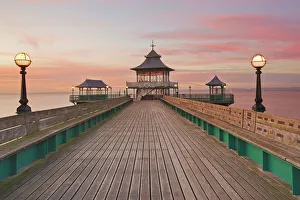 Street Gallery: A dusk view of Clevedon Pier, in Clevedon, on the Bristol Channel coast of Somerset