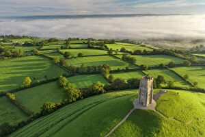 Paddock Gallery: Early morning mists at St. Michaels Tower on Glastonbury Tor in Somerset, England, United Kingdom