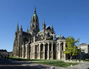 Traditionally French Gallery: East end of Notre-Dame Cathedral, Bayeux, Normandy, France, Europe