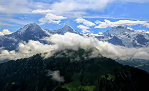 Eiger, Monch and Jungfrau, seen from Schynige Platte, Bernese Oberland, Canton of Bern Eiger, Monch and Jungfrau, seen from Schynige Platte, Bernese Oberland, Canton of Bern