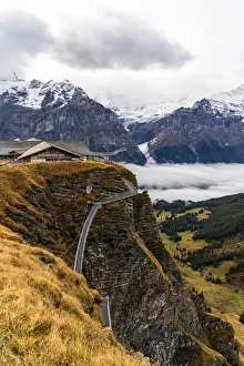 Elevated metal walkway on mountain ridge known as Cliff Walk by Tissot, First Elevated metal walkway on mountain ridge known as Cliff Walk by Tissot, First