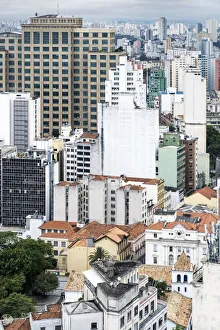 Elevated view of colonial Portuguese buildings and skyscrapers in the historic city centre of Sao Paulo, Sao Paulo Elevated view of colonial Portuguese buildings and skyscrapers in the historic city centre of Sao Paulo, Sao Paulo