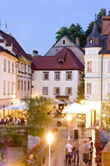 Framed Print : Evening Dining Print, Ljubljana Cityscape Framed Print : Evening Dining Print, Ljubljana Cityscape