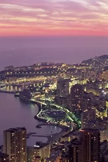 Evening view over Monte Carlo, Monaco, Cote d Azur, Mediterranean, Europe