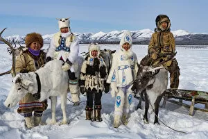 Mature Woman Gallery: Evenk reindeer breeder family, Oymyakon, Sakha Republic (Yakutia), Russia, Eurasia