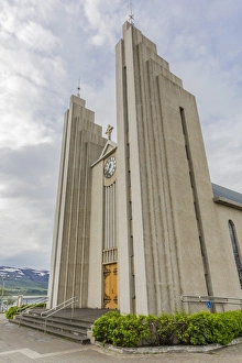 External view of the Lutheran Church of Akureyri, Akureyrarkirkja, Iceland, Polar Regions External view of the Lutheran Church of Akureyri, Akureyrarkirkja, Iceland, Polar Regions