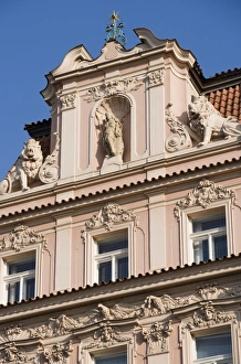 Facade of building with Art Nouveau architecture, Old Town Square, Old Town Facade of building with Art Nouveau architecture, Old Town Square, Old Town