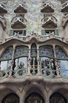 Stereotypically Spanish Gallery: Facade of Casa Batllo by Gaudi, UNESCO World Heritage Site, Passeig de Gracia, Barcelona