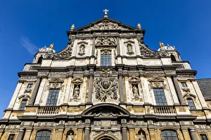 Sculptures Gallery: Facade of St. Carolus Borromeus Catholic Church, Antwerp, Belgium, Europe