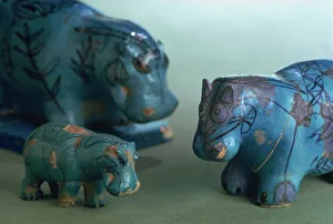 Faience animals from the 11th Dynasty in ancient Egypt, Louvre, Paris, France, Europe Faience animals from the 11th Dynasty in ancient Egypt, Louvre, Paris, France, Europe
