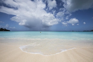 Fine white sand surrounded by the turquoise water of the Caribbean sea, The Nest Fine white sand surrounded by the turquoise water of the Caribbean sea, The Nest
