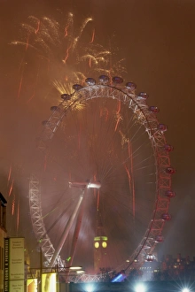 Fireworks and the London Eye, London, England, United Kingdom, Europe Fireworks and the London Eye, London, England, United Kingdom, Europe