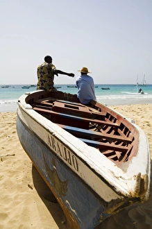 Fishing boat on beach at Santa Maria on the island of Sal (Salt), Cape Verde Islands Fishing boat on beach at Santa Maria on the island of Sal (Salt), Cape Verde Islands
